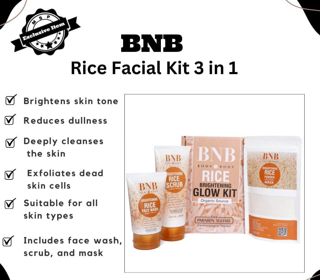 BNB  RiCE 3 in 1 facial kit